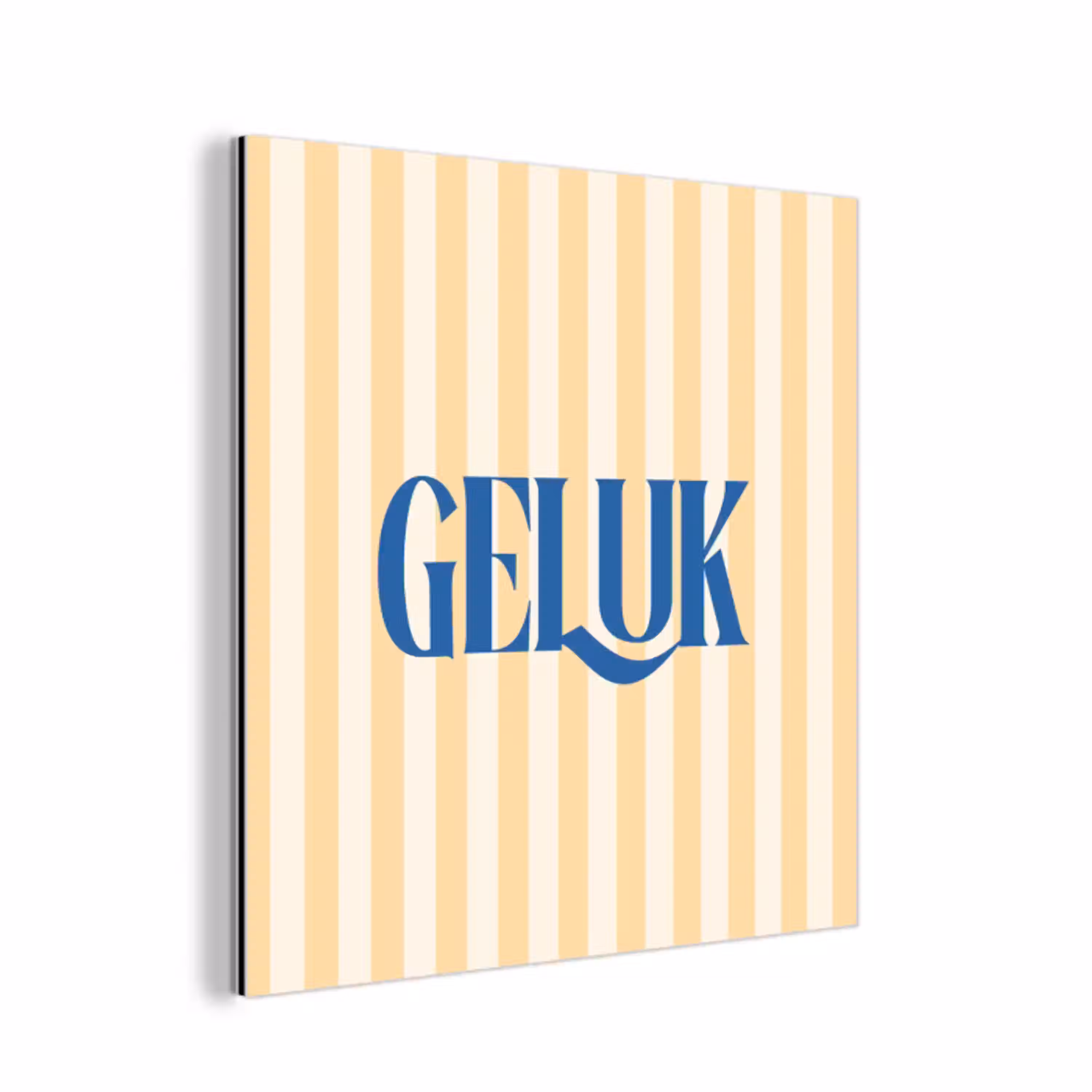Blauw - Geel - Strepen - Geluk aluminium wit klein -3d