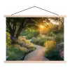 Pad - Bloemen - Park textielposter latten blank klein -3d