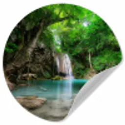 Jungle - Waterval - Planten - Water - Natuur Wandcirkel behangsticker klein -3d