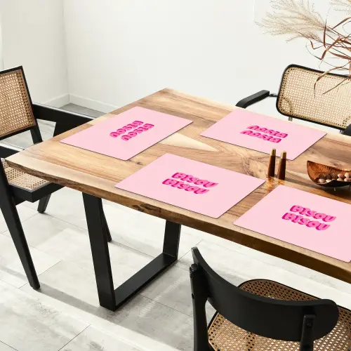 Bisou - Roze - Dikke letters Placemat vinyl groot -zzsfeer4_Kitchenyeah-website