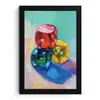 Dobbelstenen - Kleurrijk - Getallen - Stipjes fotolijst zwart zonder passe partout klein -3d