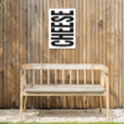 Zwart - Vintage - Cheese - Japandi Tuinposter op houten frame 2 cm dik klein -sfeer4