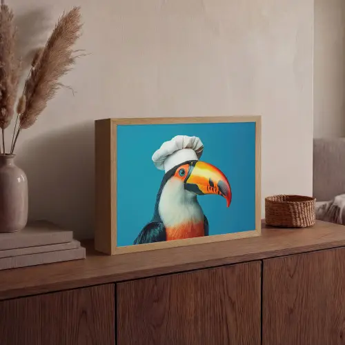 Toekan - Papegaai - Vogel - Koksmuts Light Box met batterij (Wandlamp) middel -sfeer2