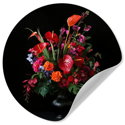 Bloemen - Boeket - Sierlijk Wandcirkel behangsticker klein -3d