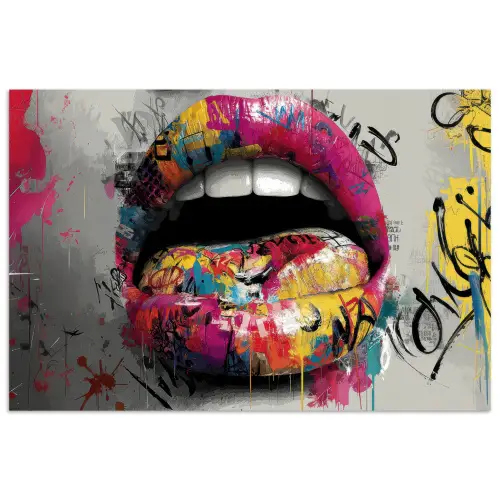 Lippen - Graffiti - Expressief poster papier klein -3d