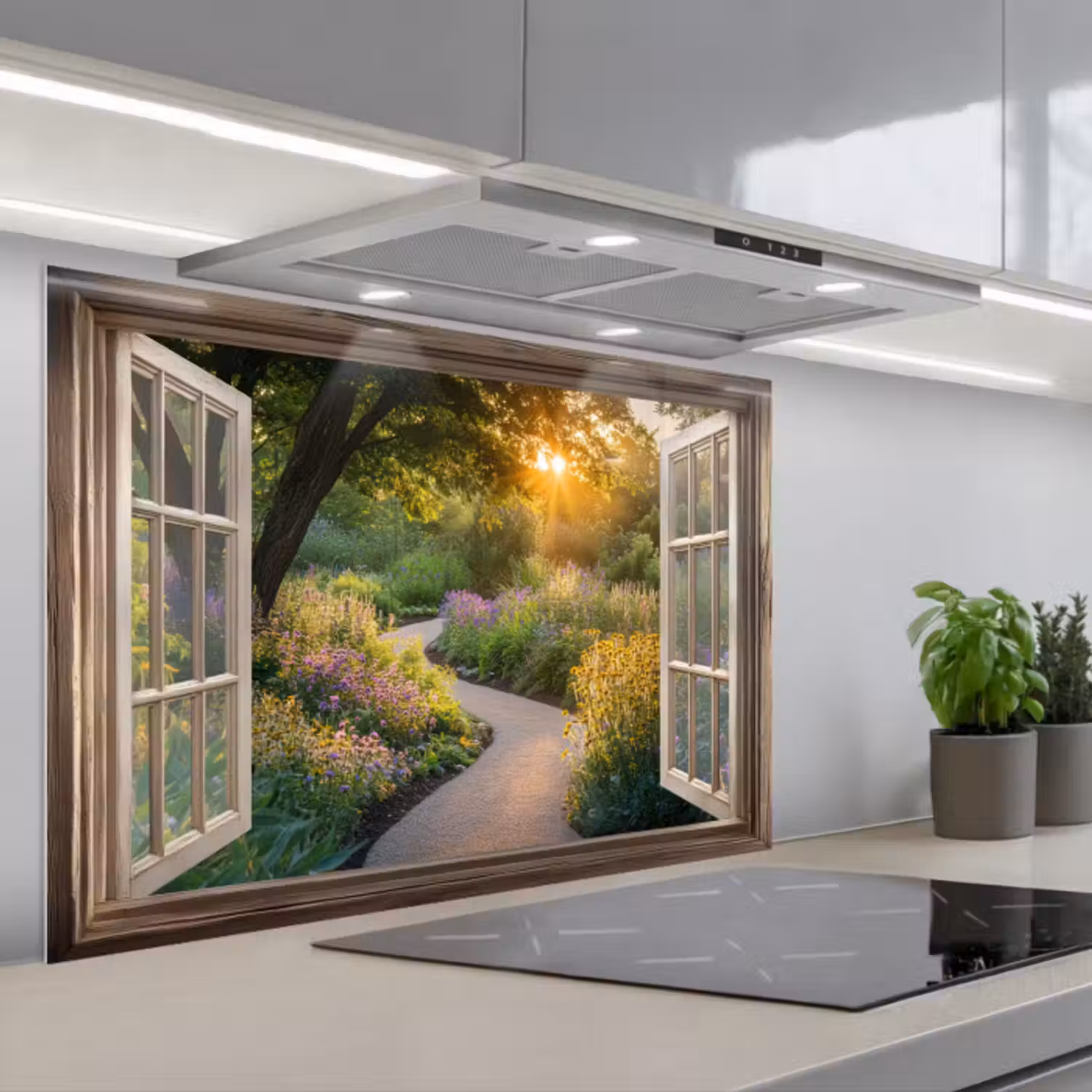 Kitchen Splashback - View - Flowers - Nature - Sun - Path