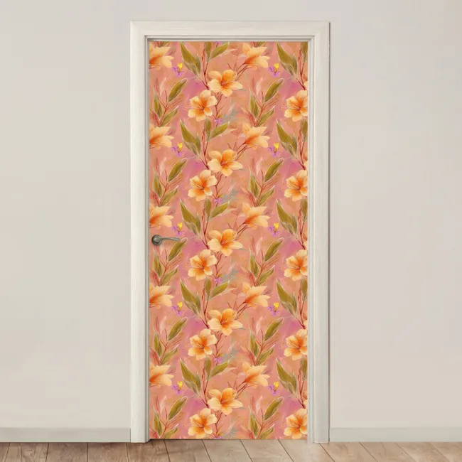 Deursticker met naam - Botanisch - Bloemen - Kleurrijk