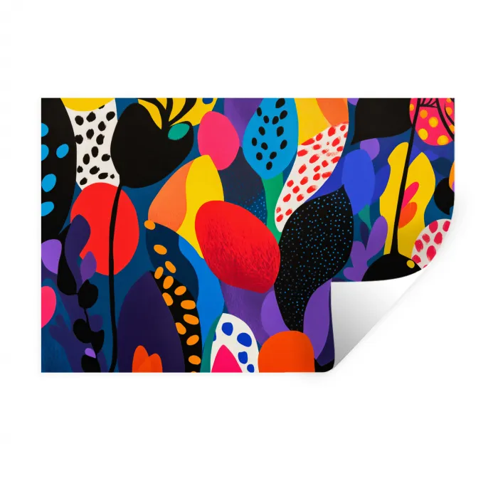 Bloemen - Bladeren - Abstract - Rood Muursticker klein -3d