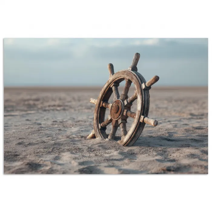 Scheepsstuur - Hout - Bruin - Zand poster papier klein -3d
