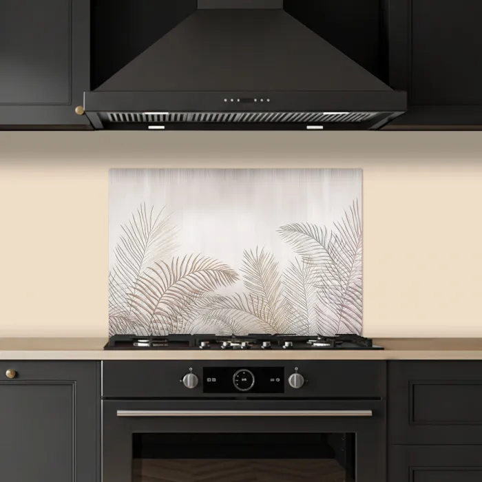 Bladeren - Beige - Botanisch - Vintage keuken achterwand spatscherm klein -sfeer1