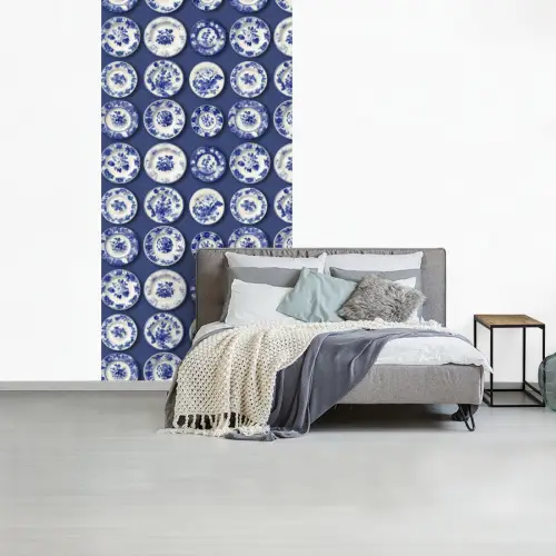 Borden - Floraal - Blauw fotobehang vinyl groot 64 -slaapkamer
