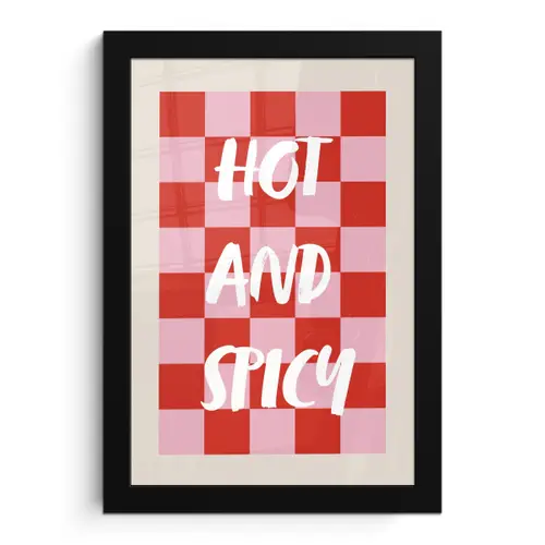 Hot - Spicy - Geruit - Rood fotolijst zwart zonder passe partout klein -3d