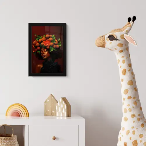 Vrouw - lychee - exotisch fotolijst zwart zonder passe partout klein -usfeer4_kinderkamer