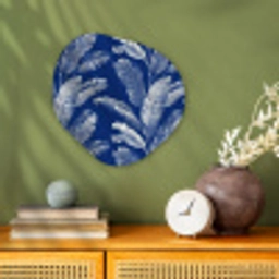 Blad - Palm - Blauw Wandcirkel Organisch Forex 3mm klein 629 -sfeer2