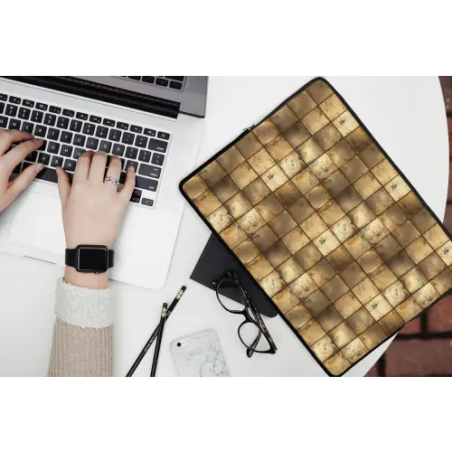 Geometrisch - Tegels - Goud laptophoes neopreen klein 279 -bureau