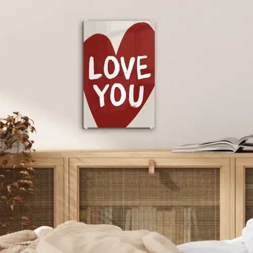 Loveyou - Hart - Rood plexiglas 5mm klein -sfeer4