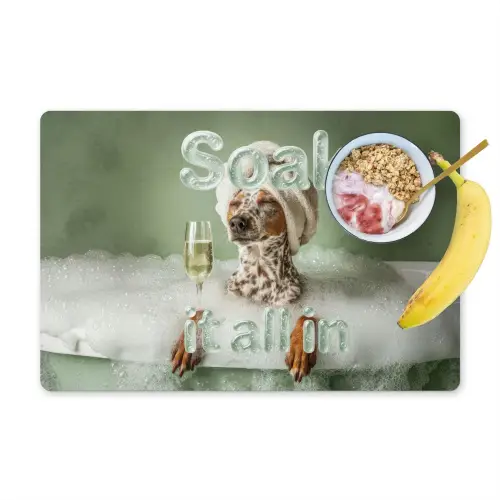 Soak it all in - Hond - Bad Placemat vinyl groot -zzzproduct_Kitchenyeah-website