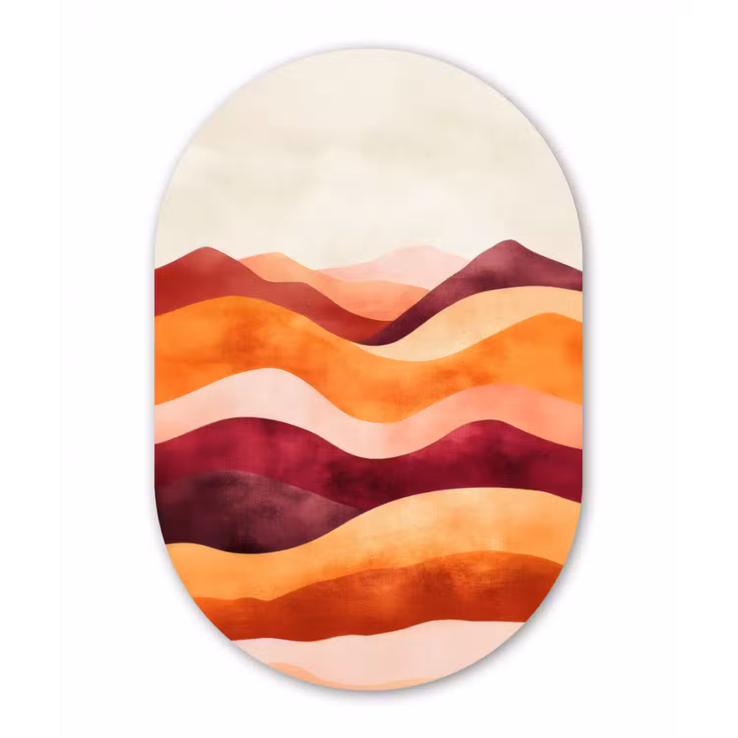 Glasbild Oval - Abstrakt - Landschaft - Wellen