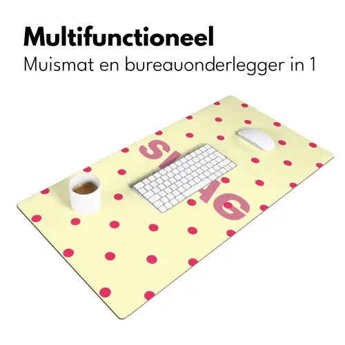 Swag - Roze - Stippen - Geel Muismat XXL klein -sfeer4