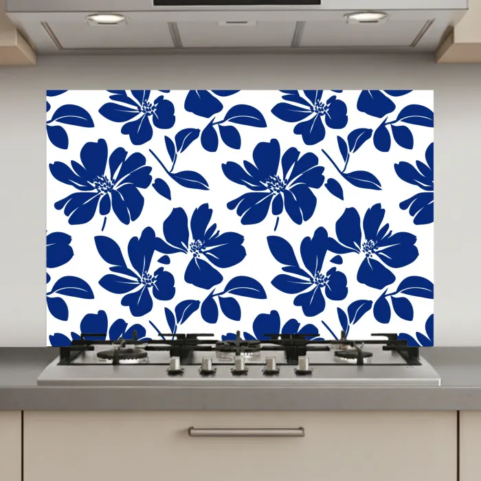 Floraal - Modern - Blauw keuken achterwand spatscherm klein 900 -3d_website