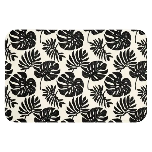 Modern - Monstera - Zwart Badmat klein 997 -3d