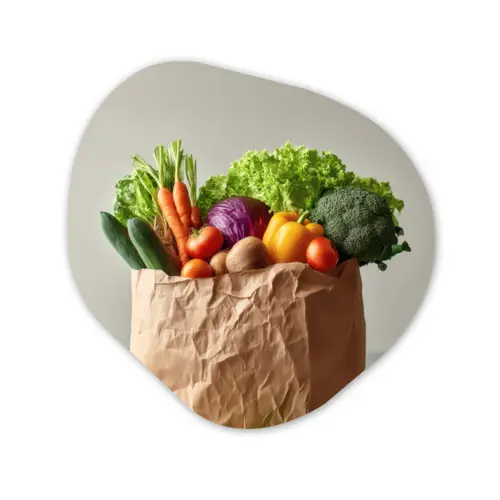 Papieren - Boodschappen - Groente - Kleurrijk Wandcirkel Organisch Aluminium middel -3d