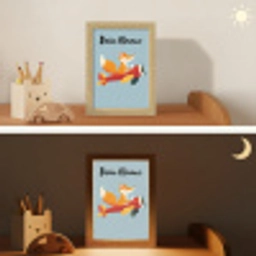Vos - Vliegtuig - Blauw Light Box met kabel (Kinderlampje) klein -sfeer3_kind