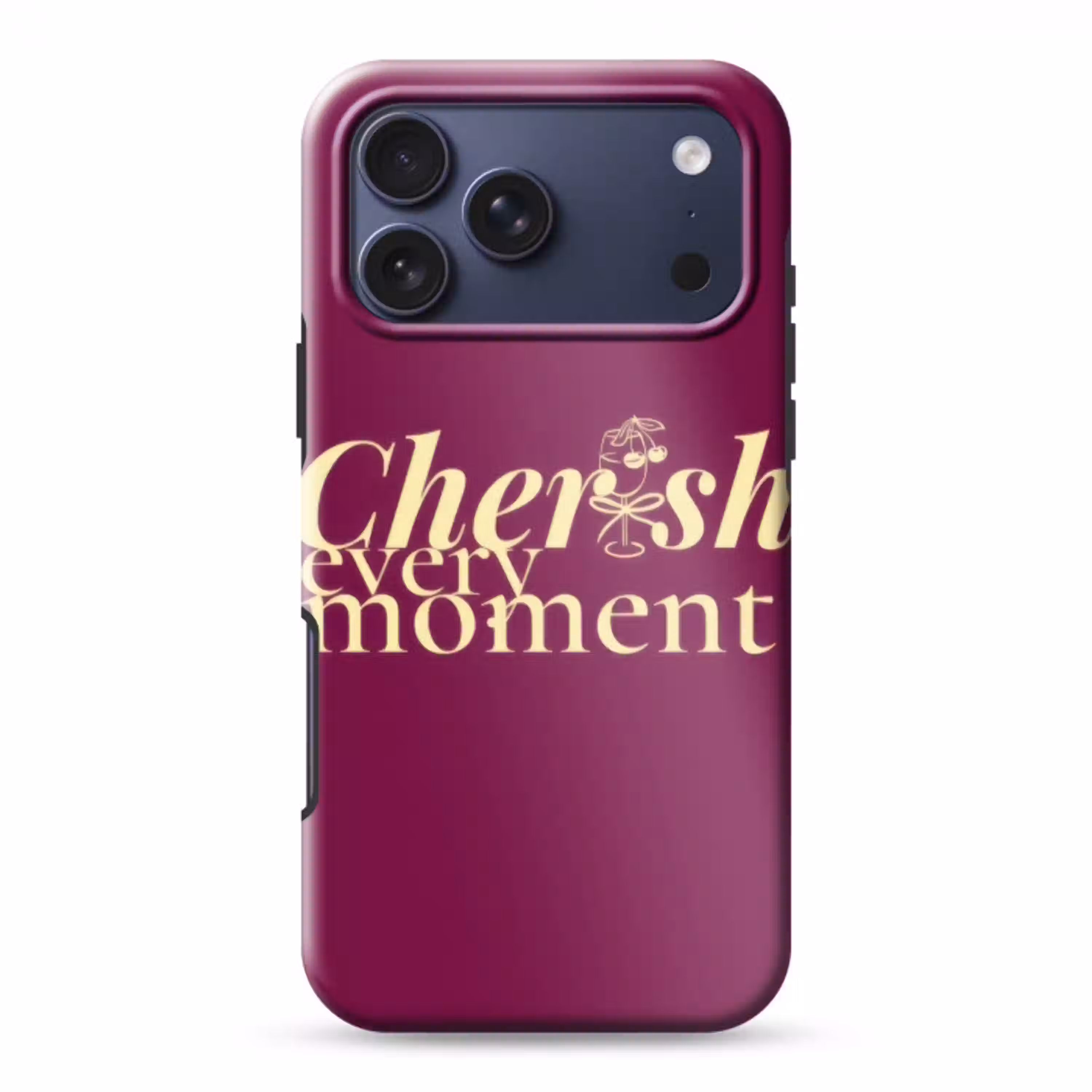 Cherish every moment - Cocktailglas - Bordeaux Toughcase MagSafe Apple iPhone 17 Pro Max klein -3d