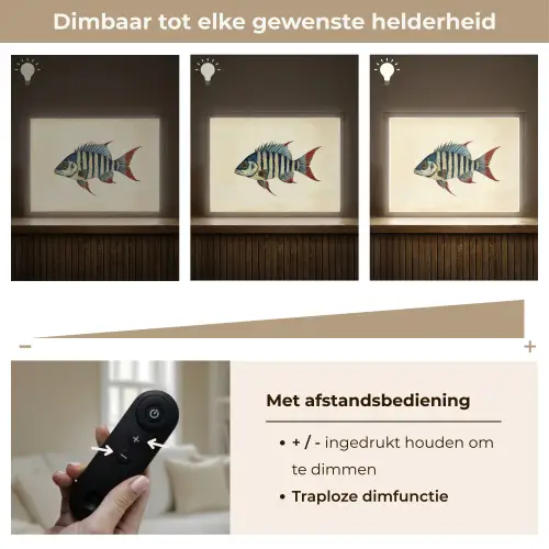Gestreept - Donkerblauw - Rugvin - Vis Light Box met batterij (Wandlamp) middel -USP_dimbaarNL