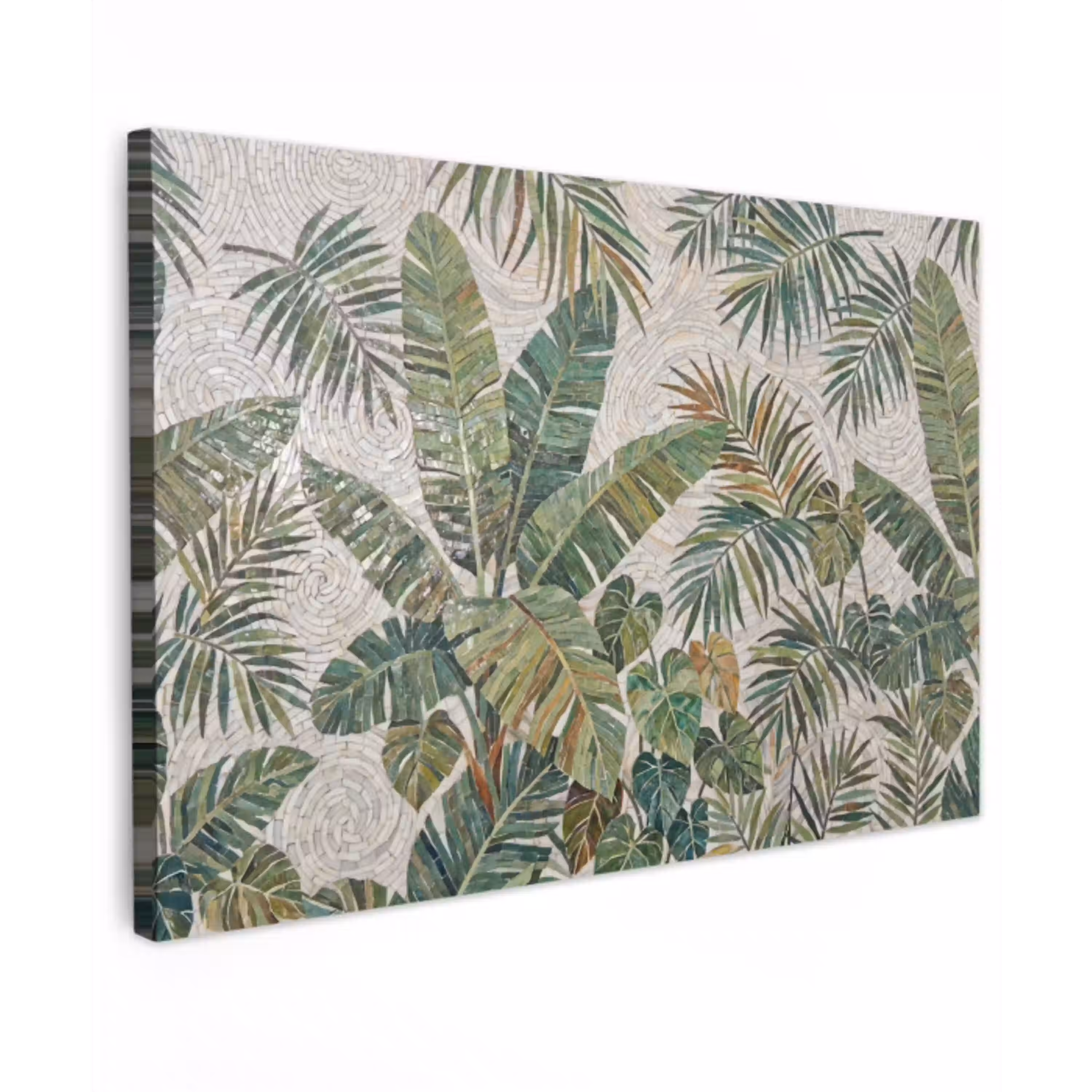 Planten - Tropisch - Mozaïek - Natuur - Groen Tuinposter op houten frame 2 cm dik klein -3d