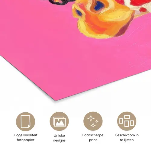 Giraf - Roze - Bril - Sjaal poster papier klein -closeup_NL