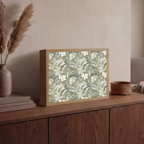 Botanisch - Bloemen - Groen Light Box met batterij (Wandlamp) middel 907 -sfeer2