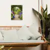 Doorkijk - Poort - Hortensia - Bloementuin tuinposter los doek klein -sfeer7