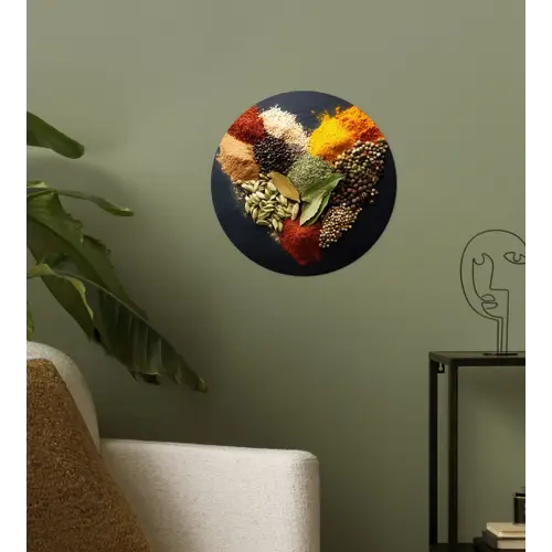 Specerijen - Mix - Hartvorm - Zwart Wandcirkel behangsticker klein -sfeer2