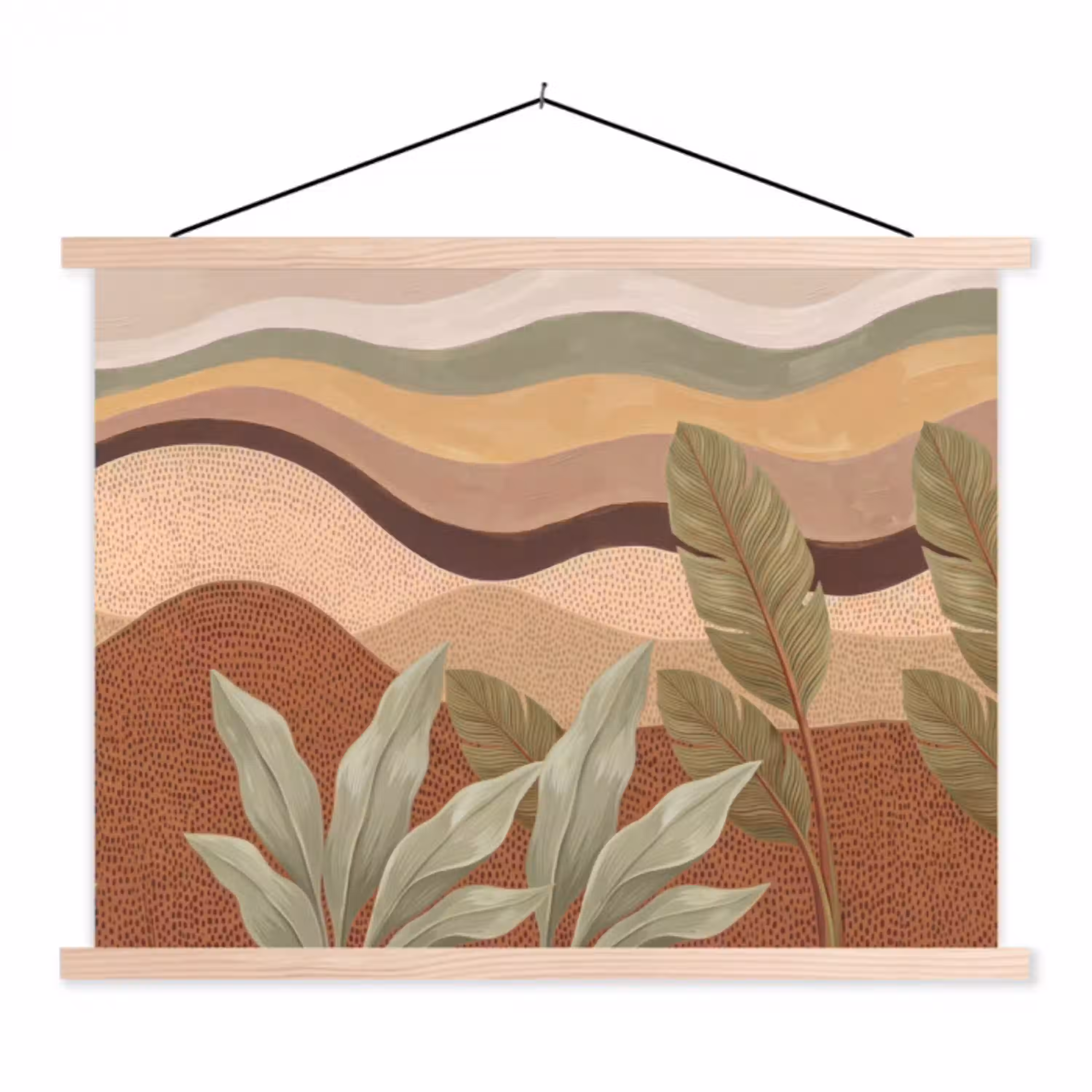 Natuur - Bladeren - Landschap - Abstract - Aardetinten textielposter latten blank klein -3d