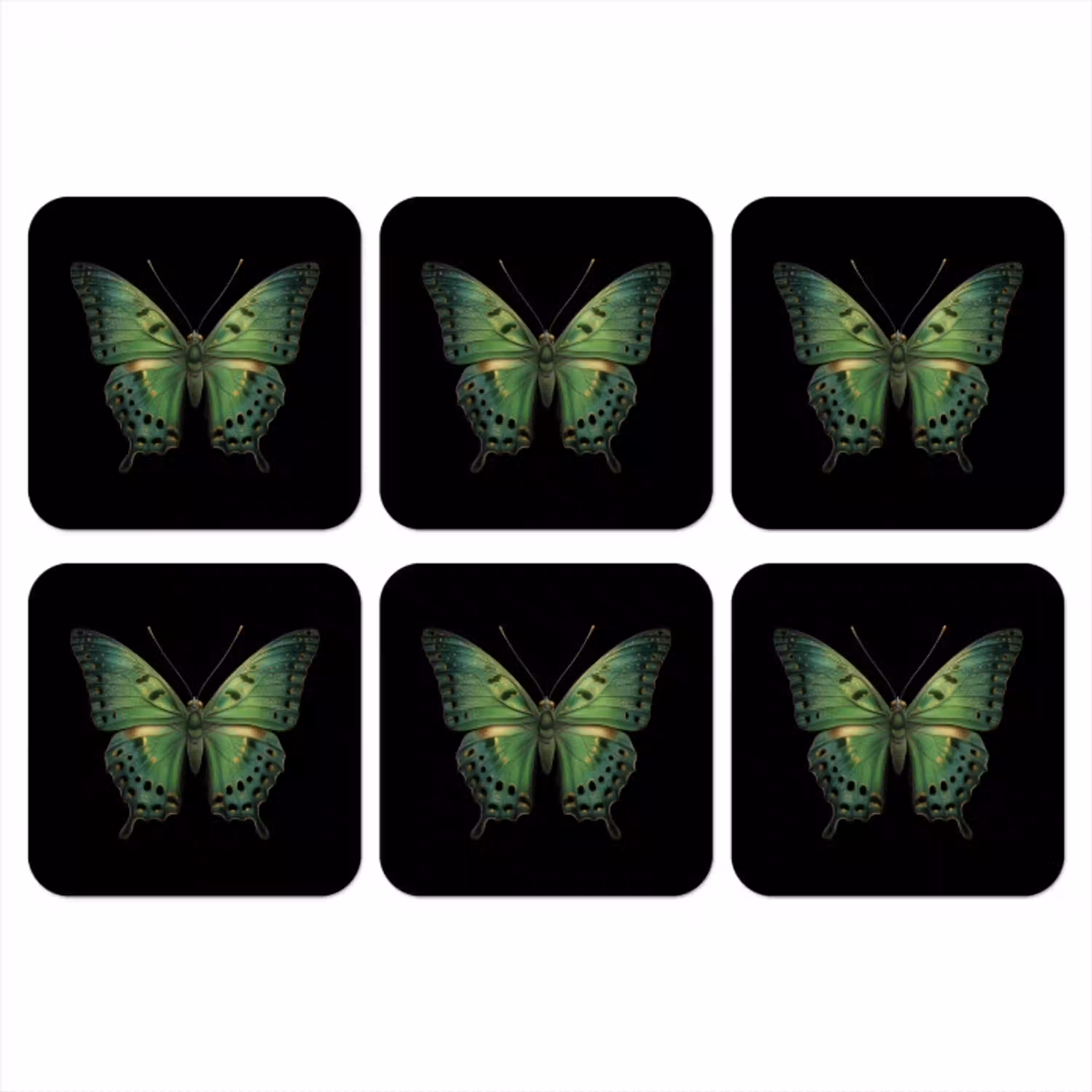 Vlinder - Groen - Diepte onderzetter kurk middel -3d