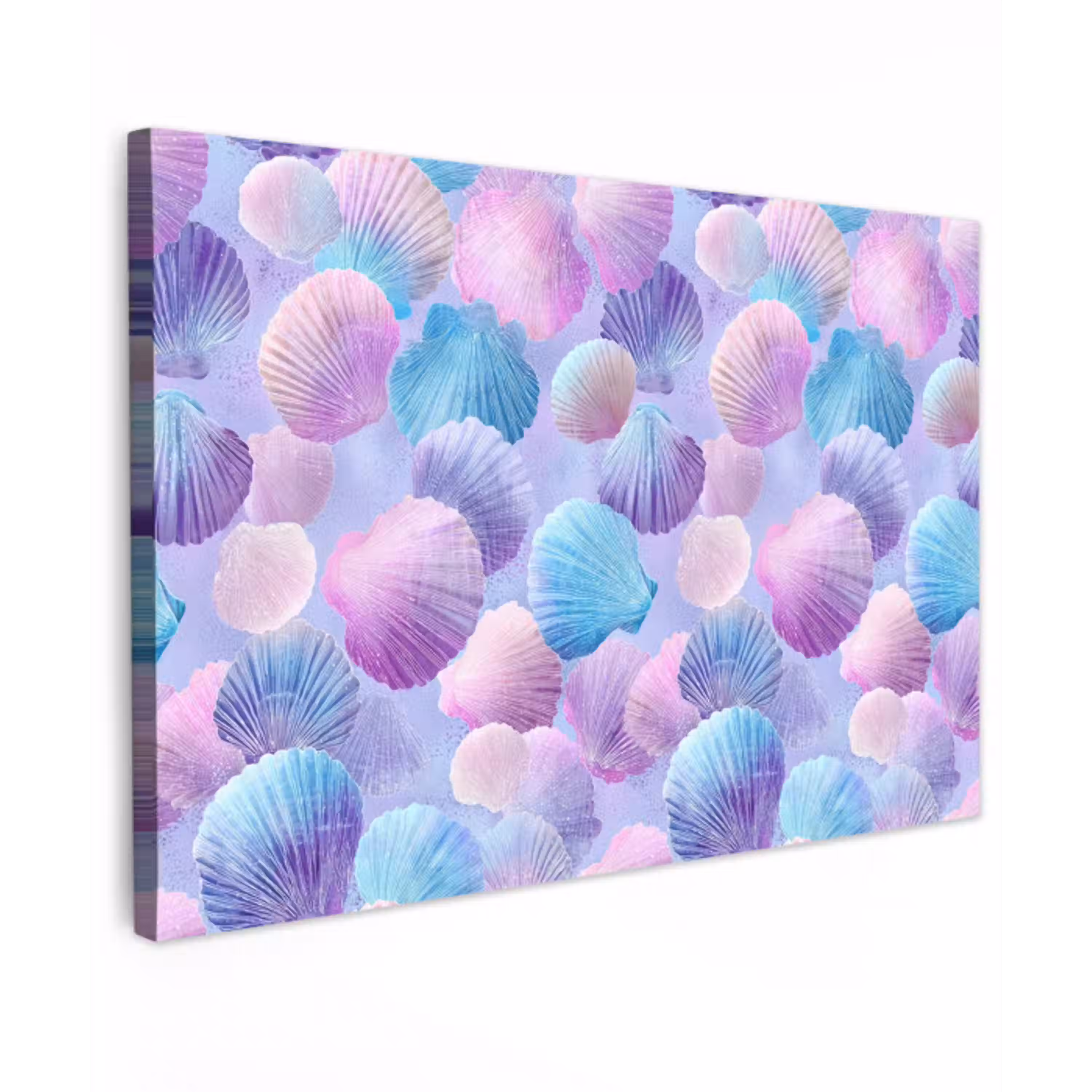 Schelpen - Paars - Blauw - Patroon - Pastel canvas 2cm klein -z3d