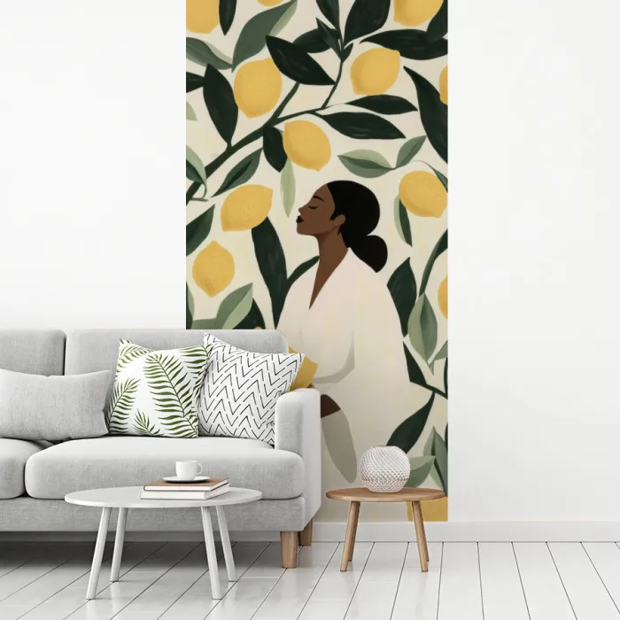 Vrouw - Mand - Citroenen - Bladeren fotobehang vinyl groot -woonkamer