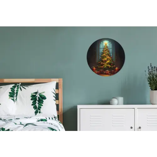 Kerstboom - Cadeau - Kerst - Winter Wandcirkel aluminium klein -slaapkamer