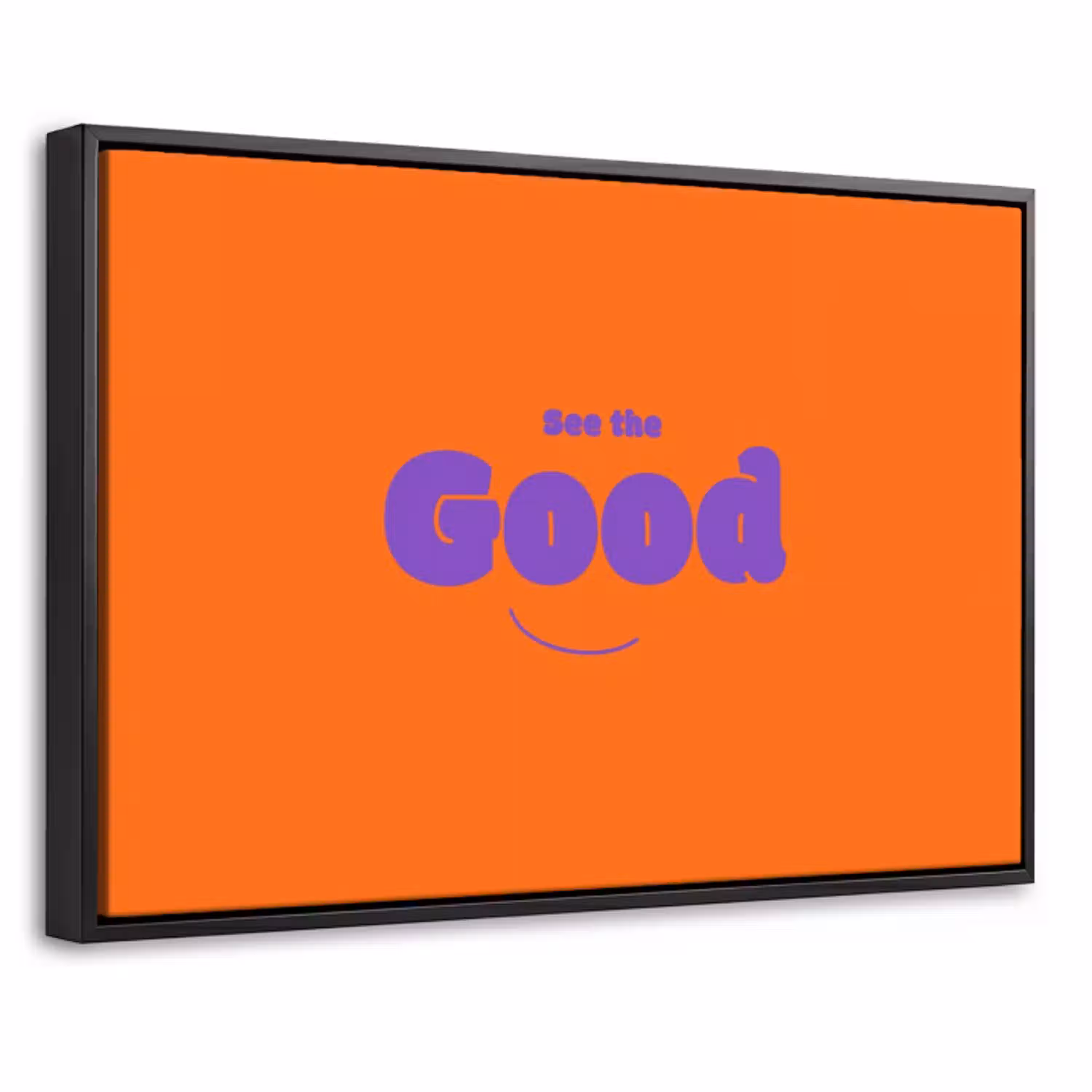 See the good - Paars - Oranje - Smiley Canvas met baklijst klein -threedimensional_3d_global