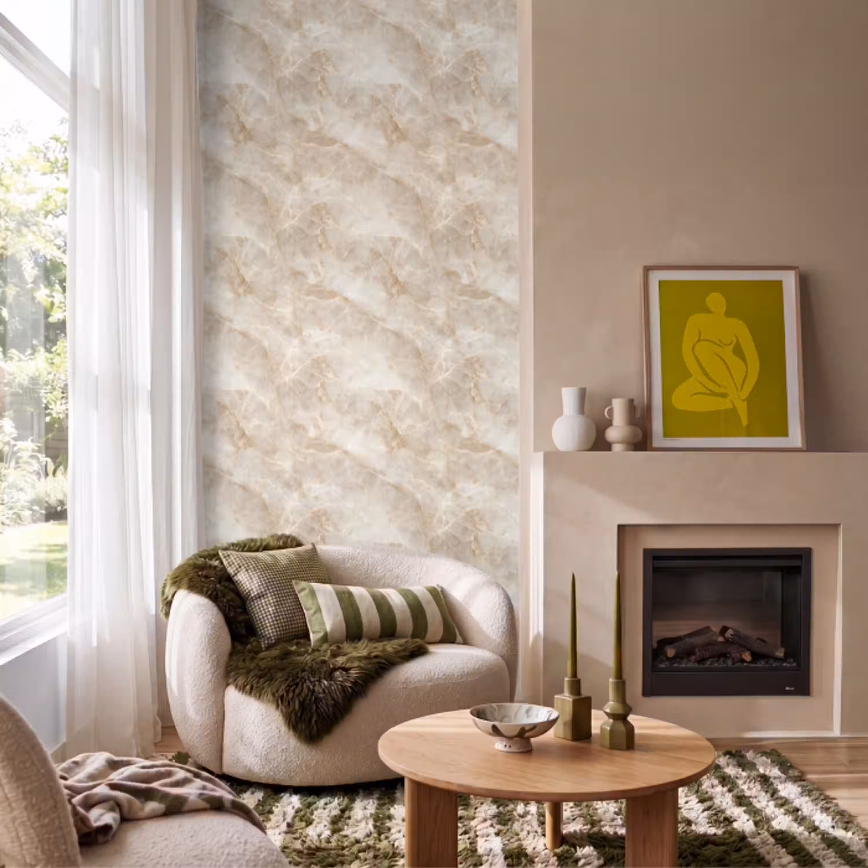 Lichtbeige - Onyx - Subtiel Behang Vlies klein 1076 -sfeer2