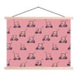 Golfkar - Retro - Roze textielposter latten blank klein 122 -3d