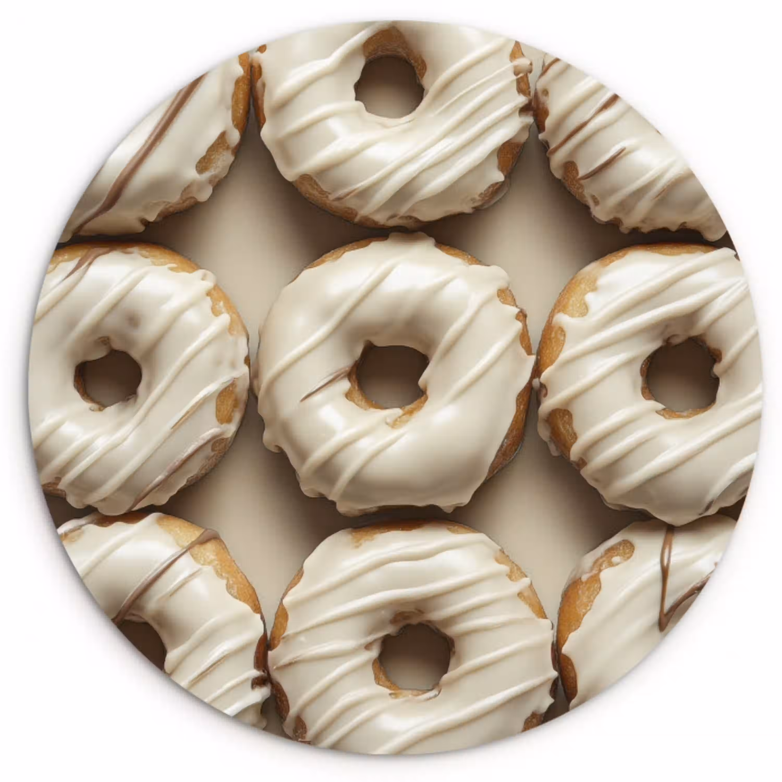 Donuts - Chocolade - Wit - Beige Wandcirkel plexiglas klein -3d