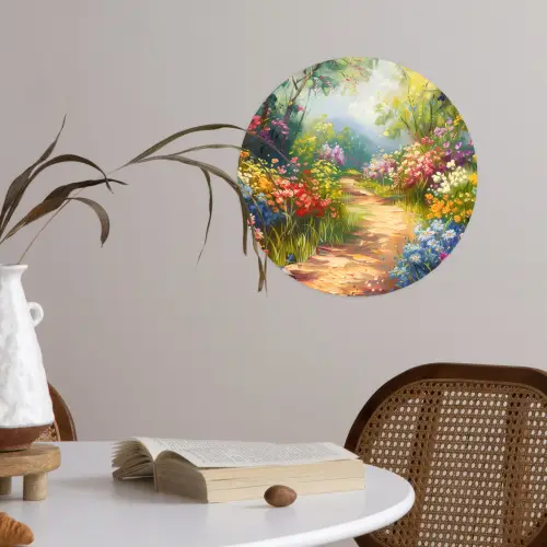 Natuur - Landschap - Bloemen - Kleurrijk Wandcirkel behangsticker klein -sfeer3