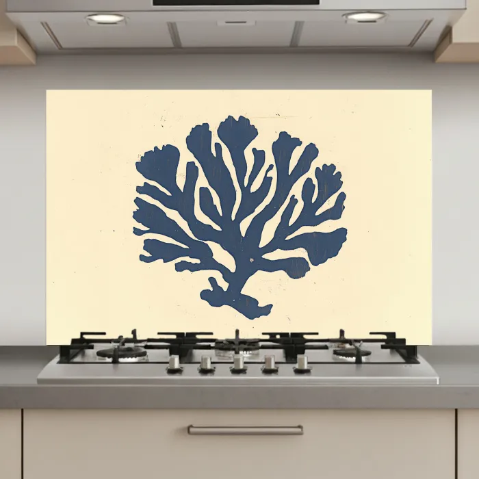 Blauw koraal - Vertakkingen - Beige keuken achterwand spatscherm klein -3d_website