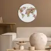 Wereldkaart - Bloemen - Felgekleurd Akoestische PET Vilt - Rond klein -sfeer1