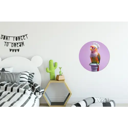 Papegaai - Koksmuts - Pilaar - Vogel Wandcirkel aluminium klein -kinderkamer