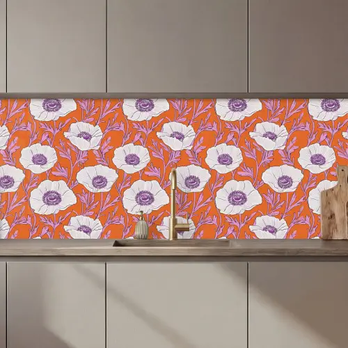 Bloemen - Grafisch - Oranje keuken achterwand 2 middel 871 zz_3dshopping