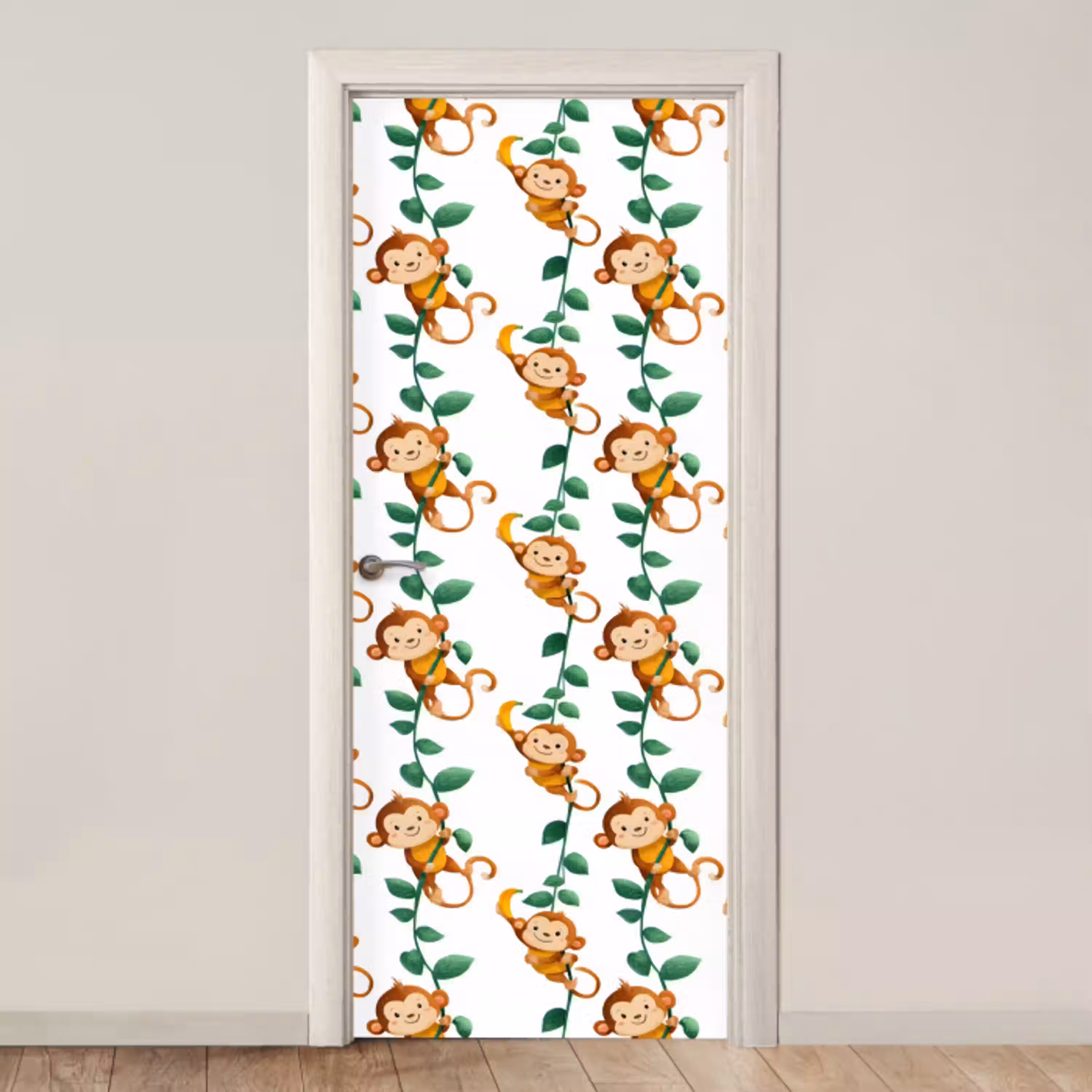 Apen - Lianen - Kleurrijk deurposter klein 289 -3d_beige