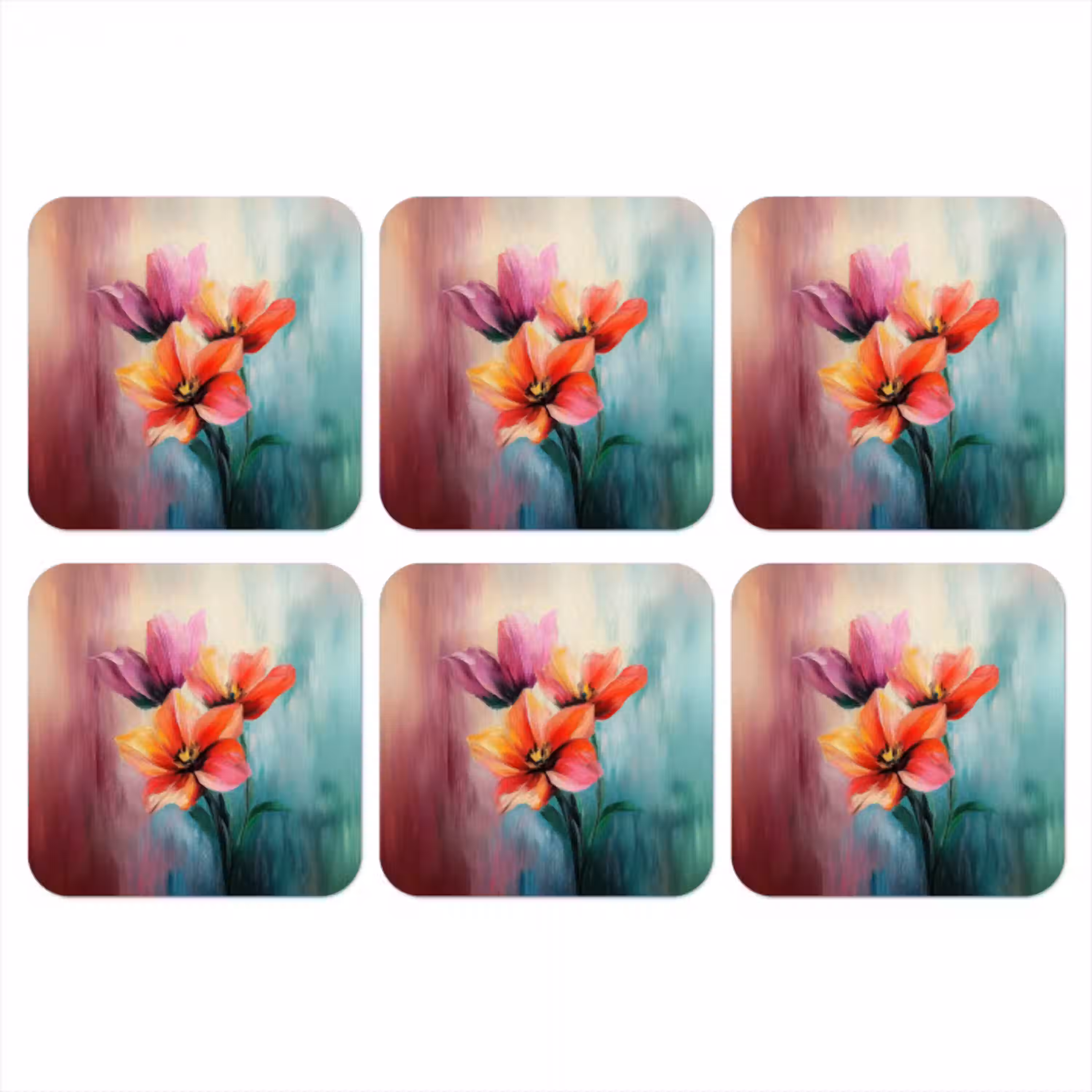 Tulpen - Lichtreflecties - Kleurverloop onderzetter kurk middel -3d